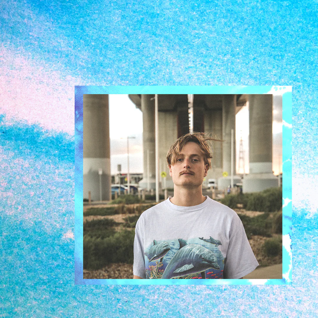 Cover artwork for Ocean featuring Abraham Tilbury collaged with a light blue backdrop